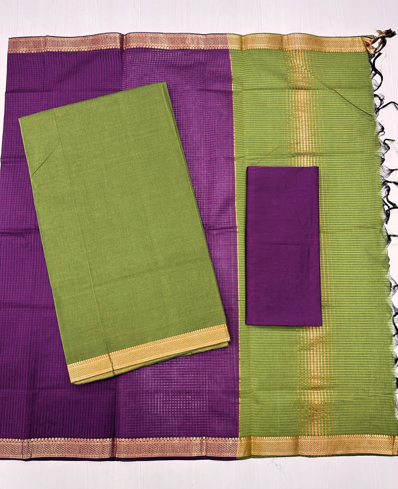 Mangalagiri Pure cotton Unstitched salwar dress material with Nizam Border