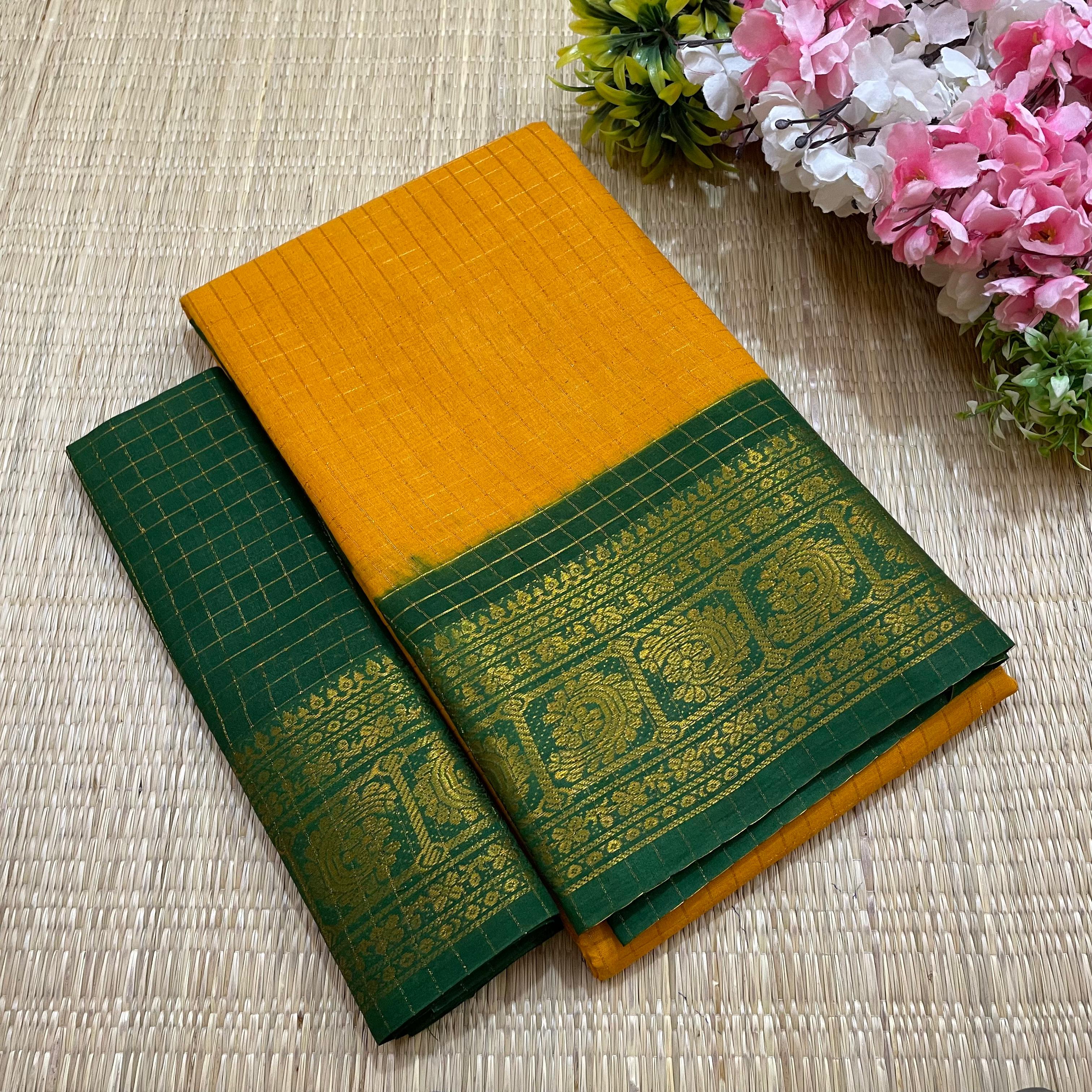 Yellow Sungudi Saree