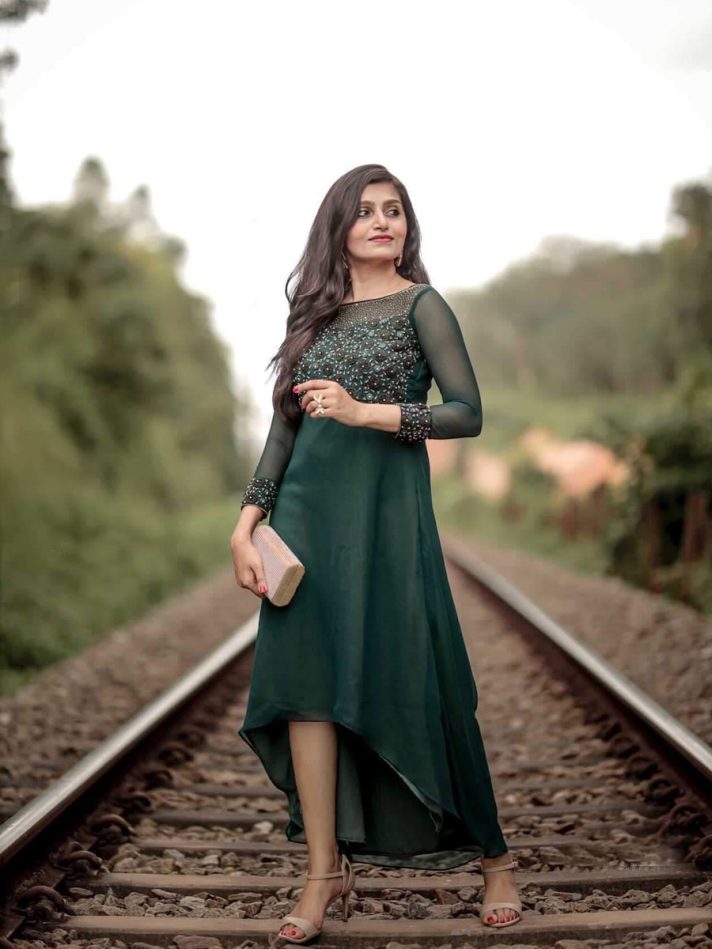 Anikshya Bottle Green Georgette Party wear