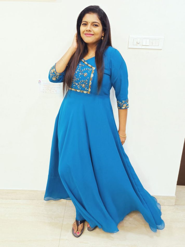 Anikshya Copper Sulphate Blue Georgette Party wear