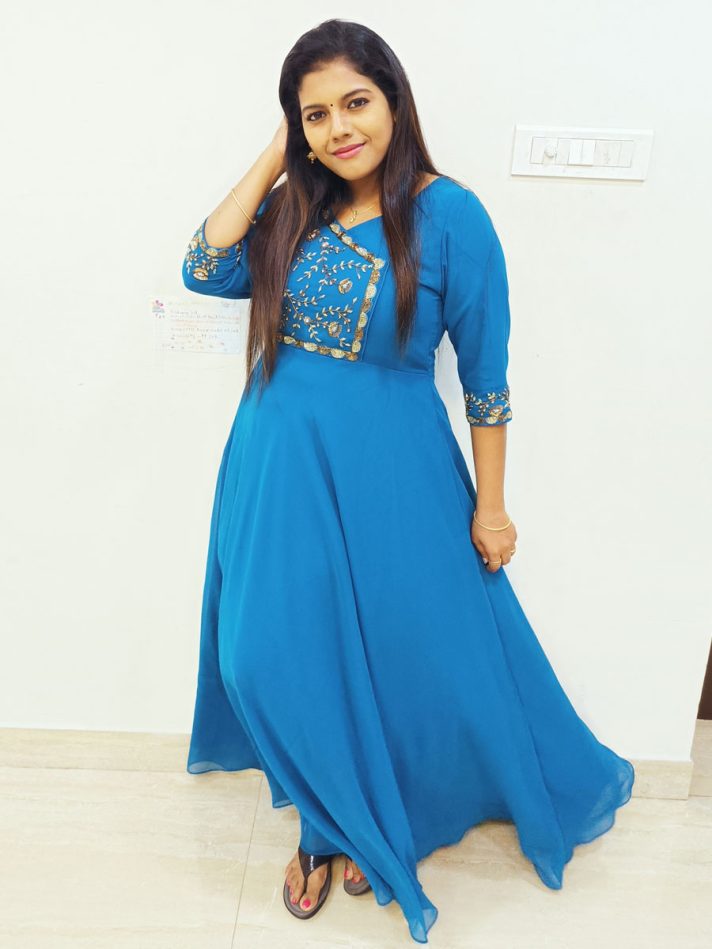 Anikshya Copper Sulphate Blue Georgette Party wear