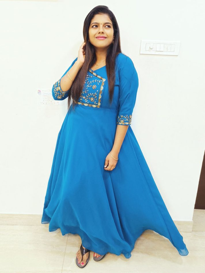 Anikshya Copper Sulphate Blue Georgette Party wear