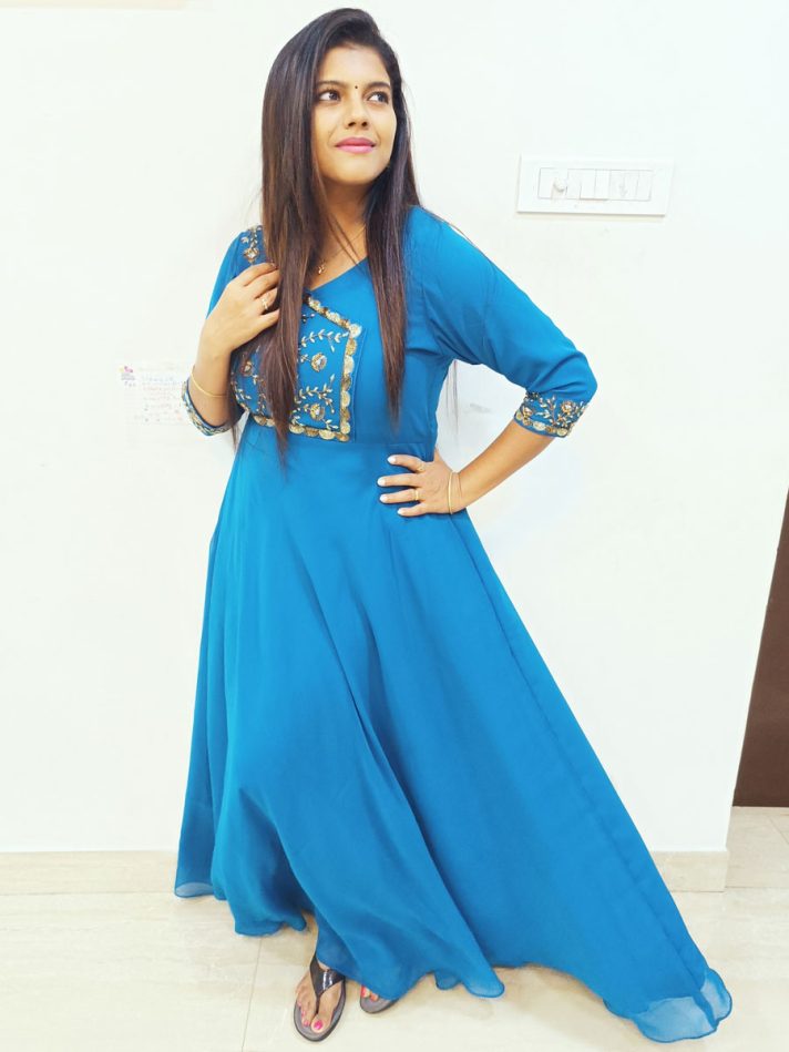 Anikshya Copper Sulphate Blue Georgette Party wear