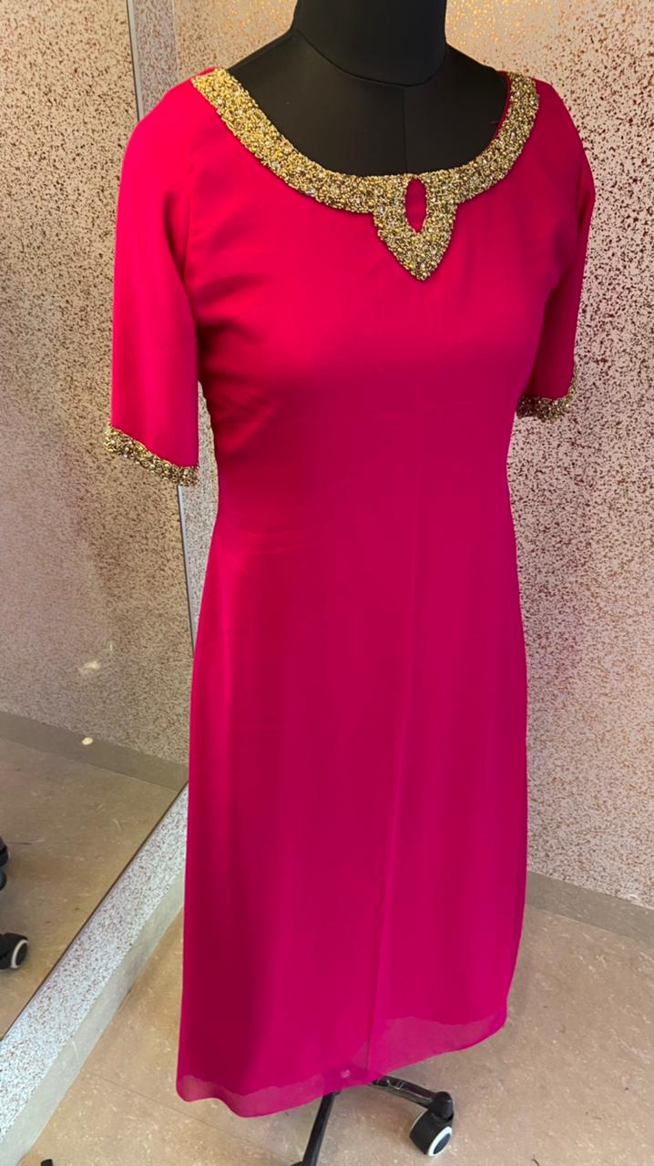 Georgette Dark Pink Kurti