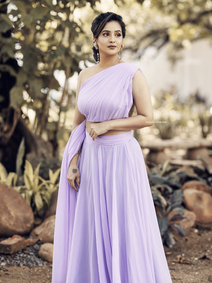 Anikshya Lilac circular Indo western Bridal wear