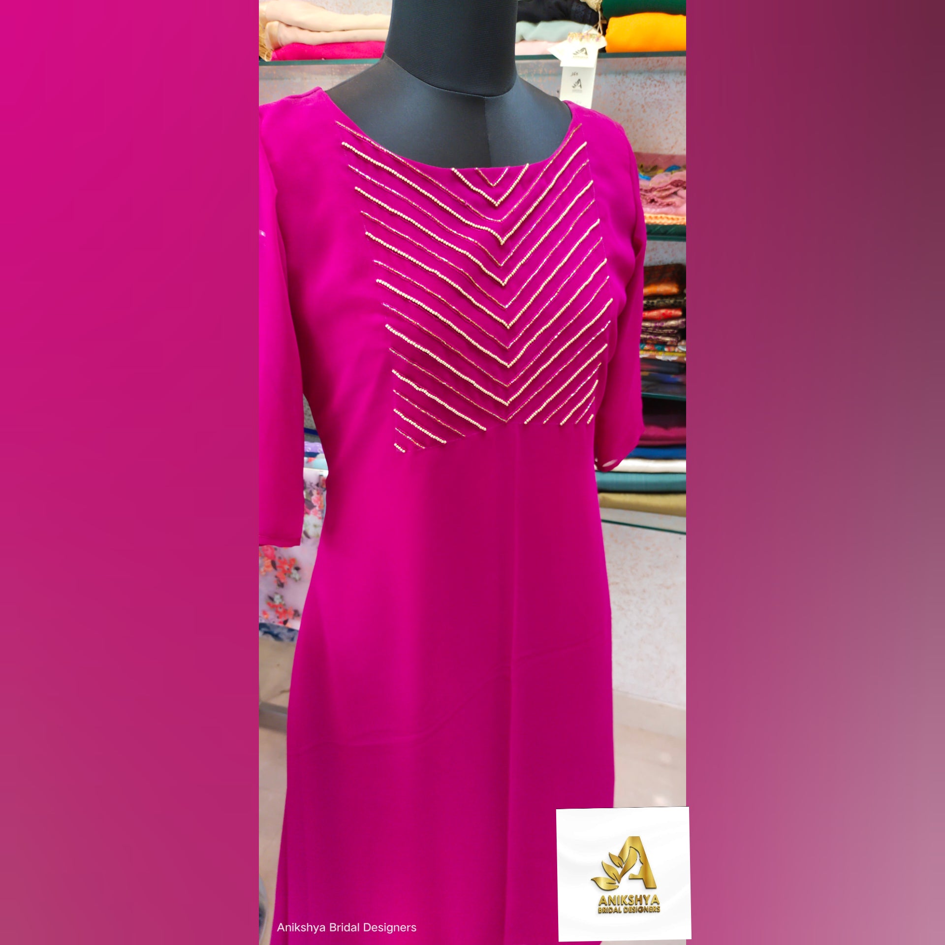 Georgette magenta Kurti