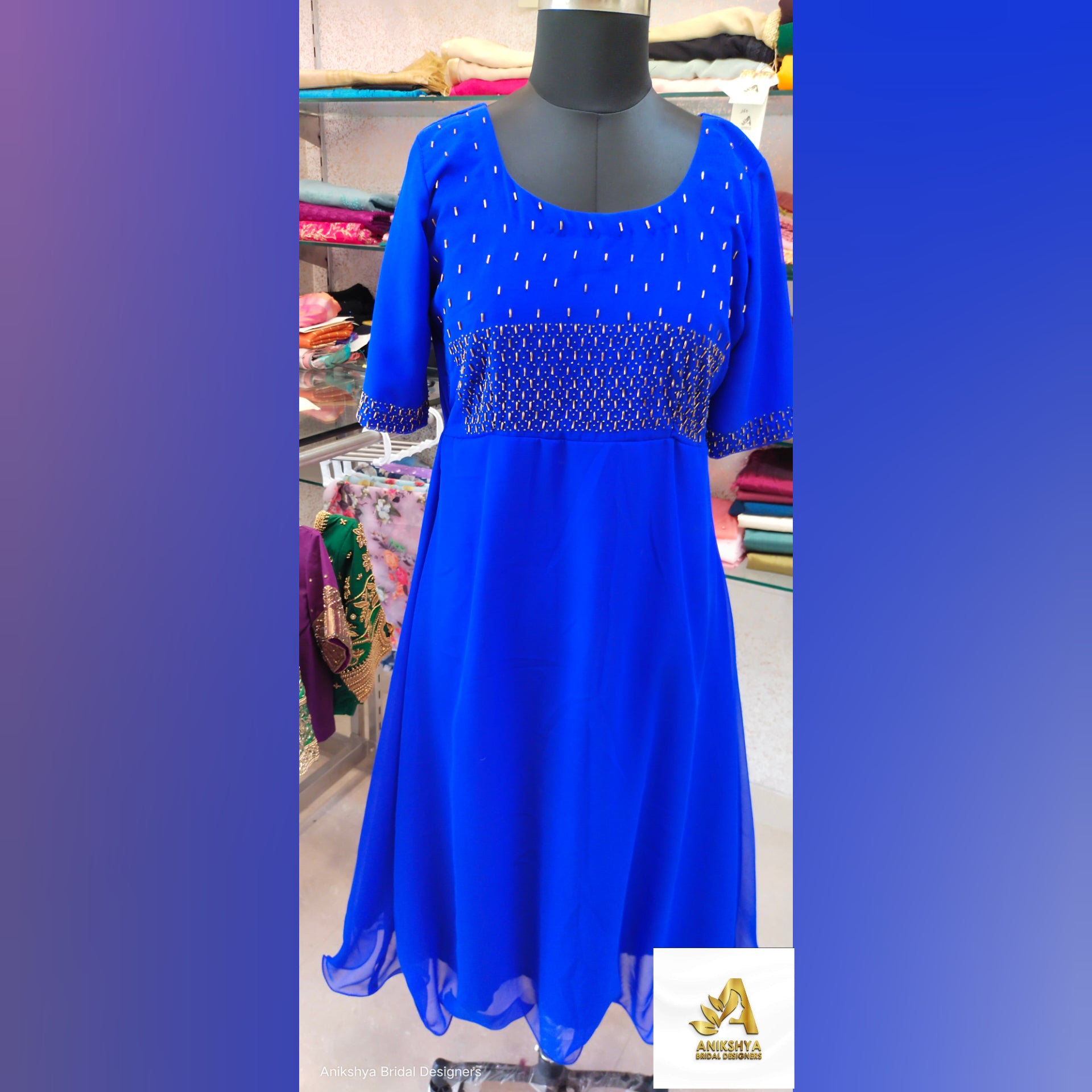 Georgette royal blue Kurti