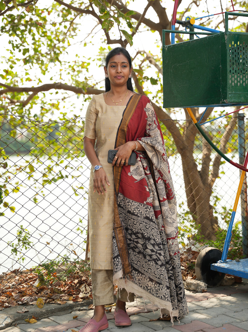 Unstitched raw silk salwar suit - 48B81312D914