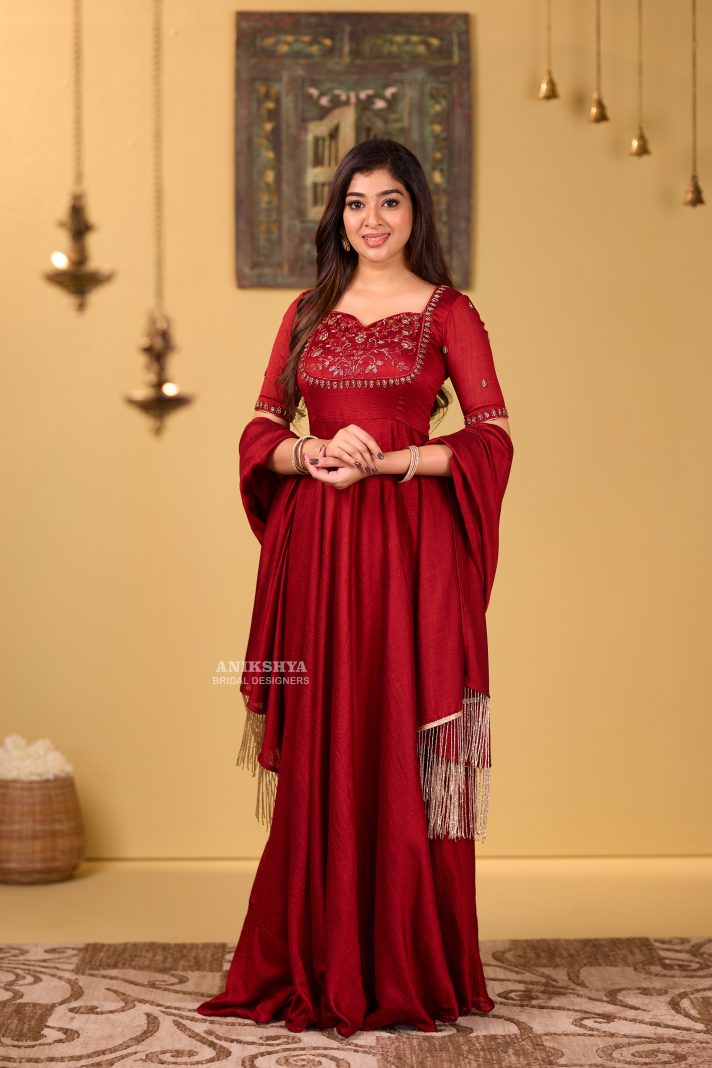 Anikshya Red Vichitra Silk Party wear