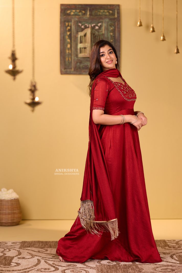 Anikshya Red Vichitra Silk Party wear