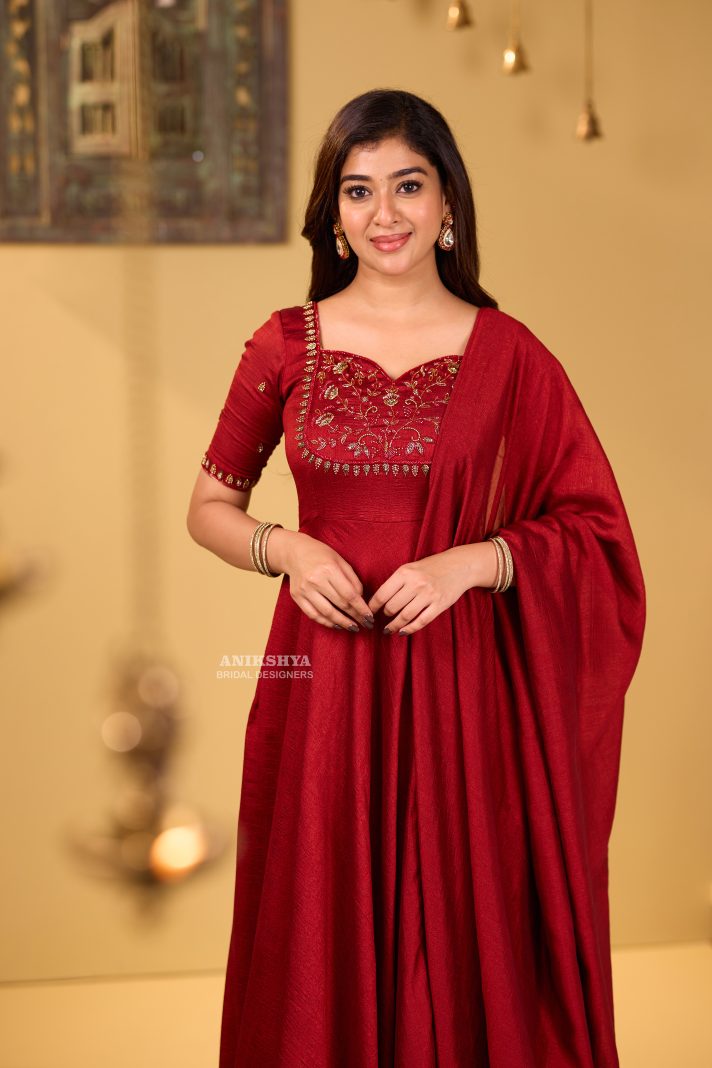 Anikshya Red Vichitra Silk Party wear