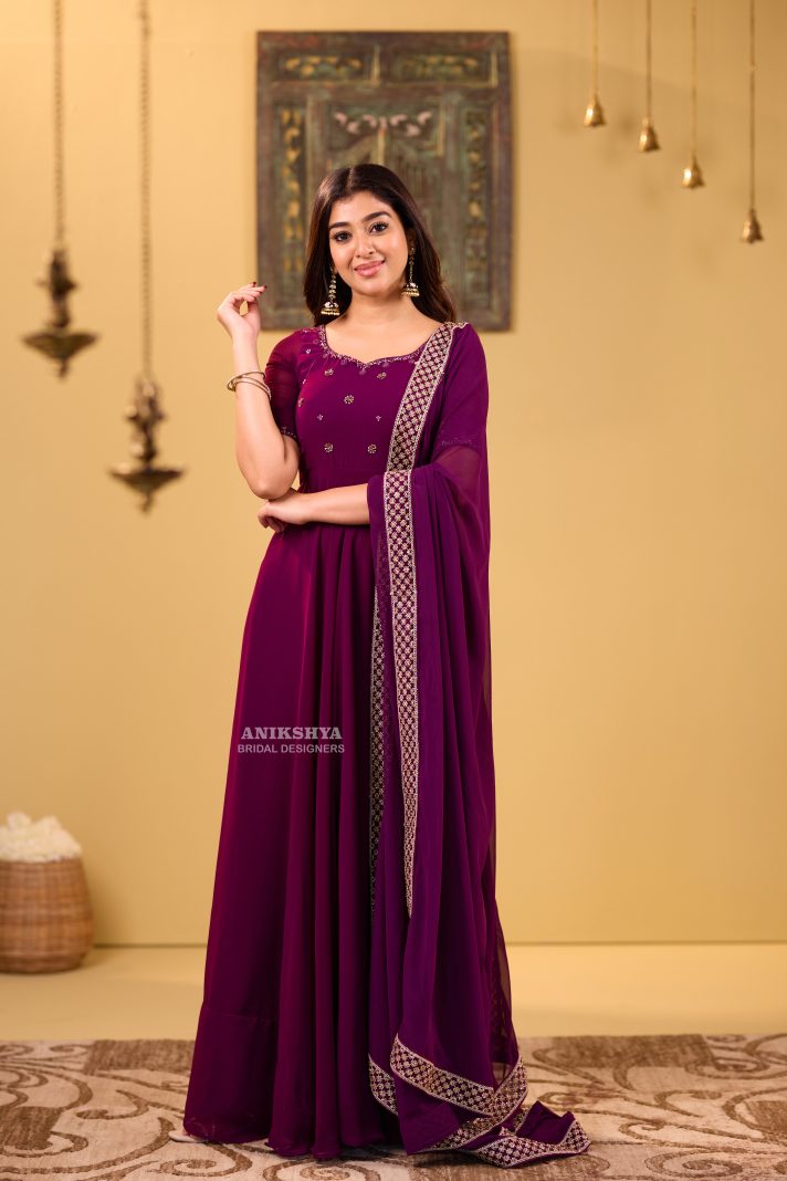 Anikshya Wine Royal Georgette Party wear