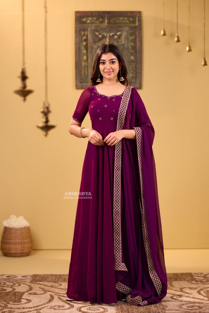 Anikshya Wine Royal Georgette Party wear