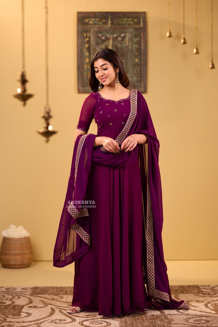 Anikshya Wine Royal Georgette Party wear