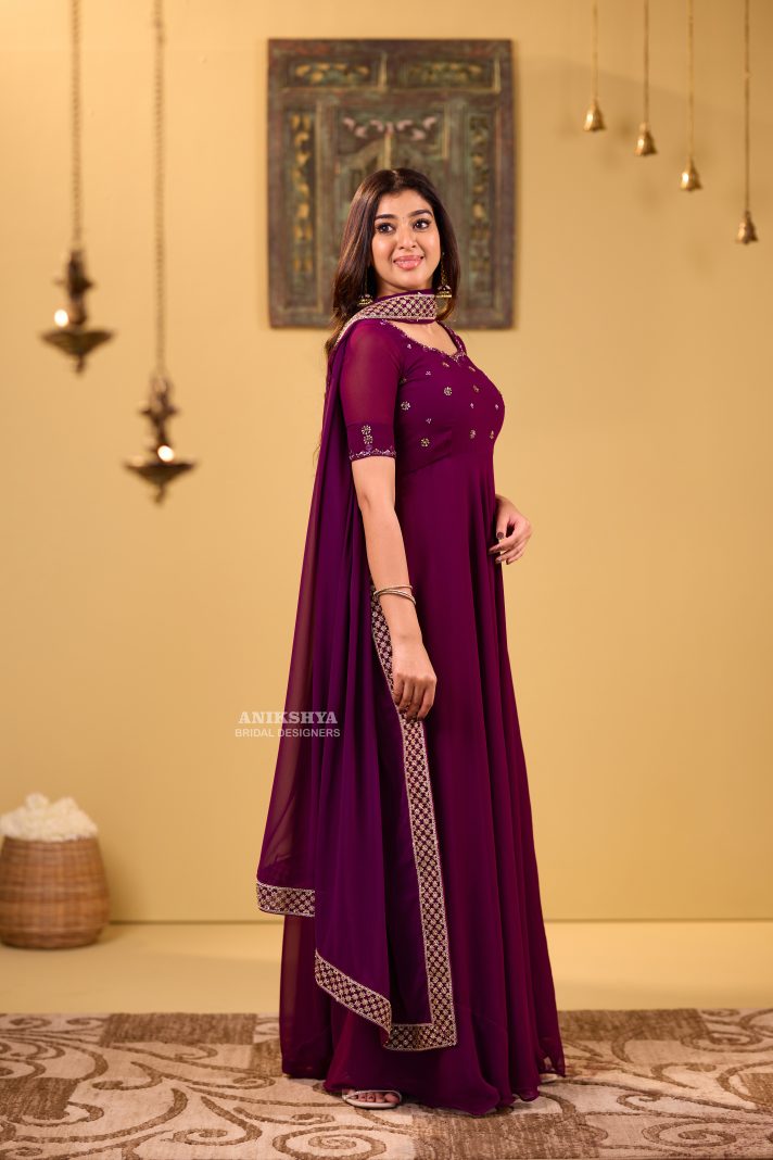 Anikshya Wine Royal Georgette Party wear