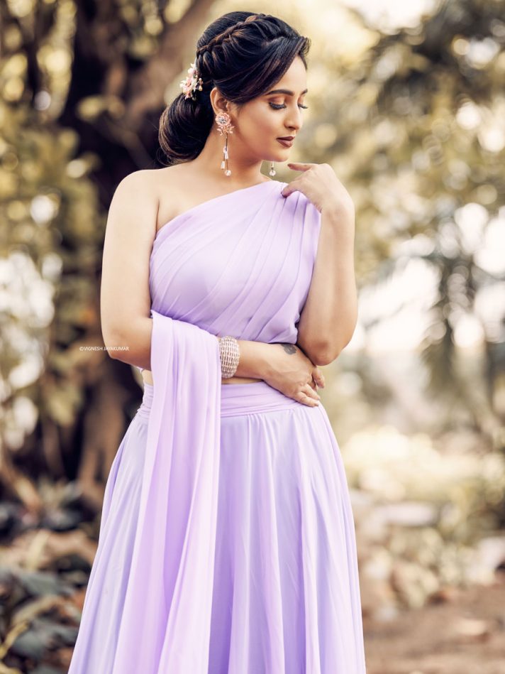 Anikshya Lilac circular Indo western Bridal wear