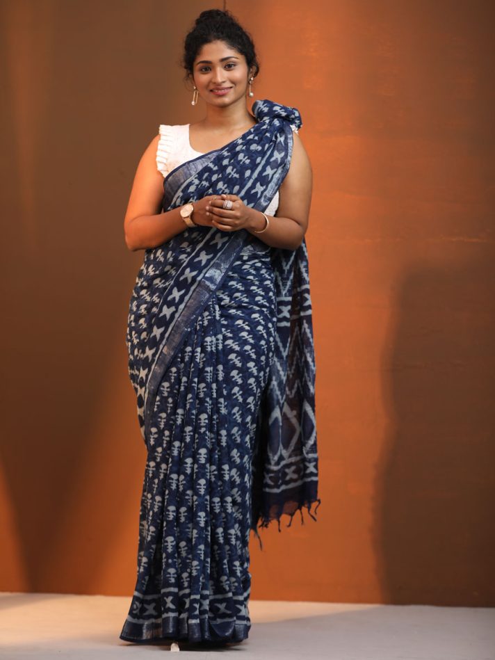 Anikshya Mul Cotton Indigo print saree