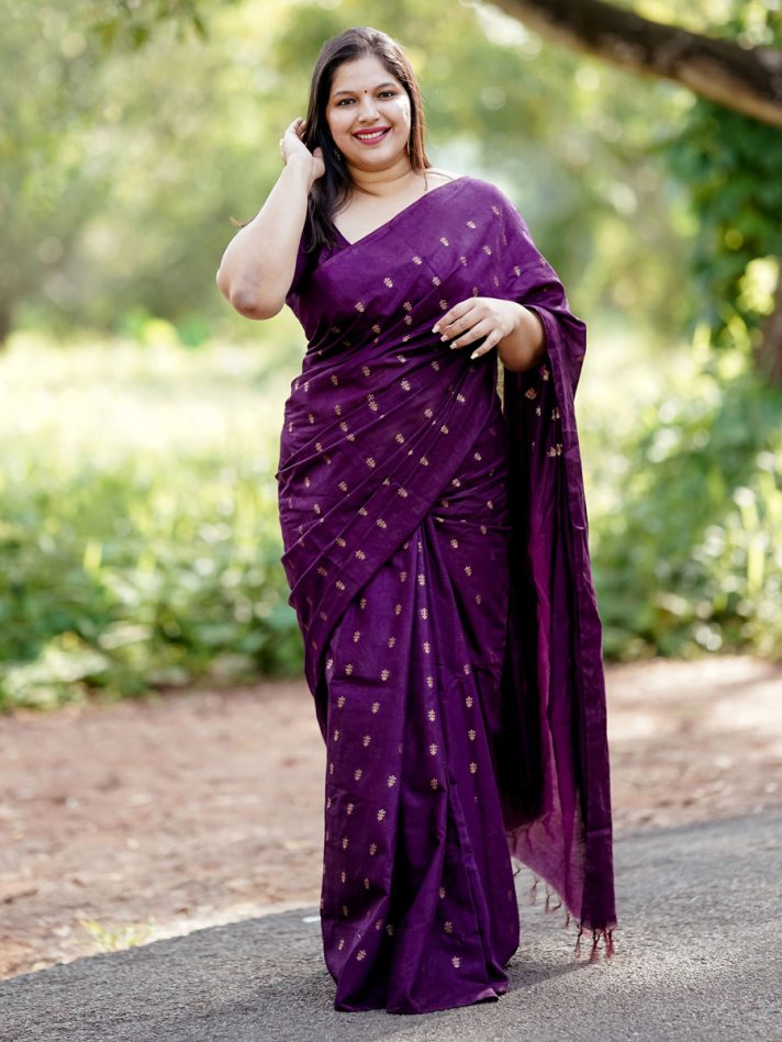 Anikshya Wine Kota Viscose Silk saree with Buttas